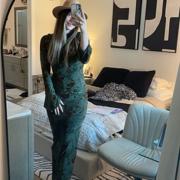 Floral Green Maxi Dress - Picture 1 of 4
